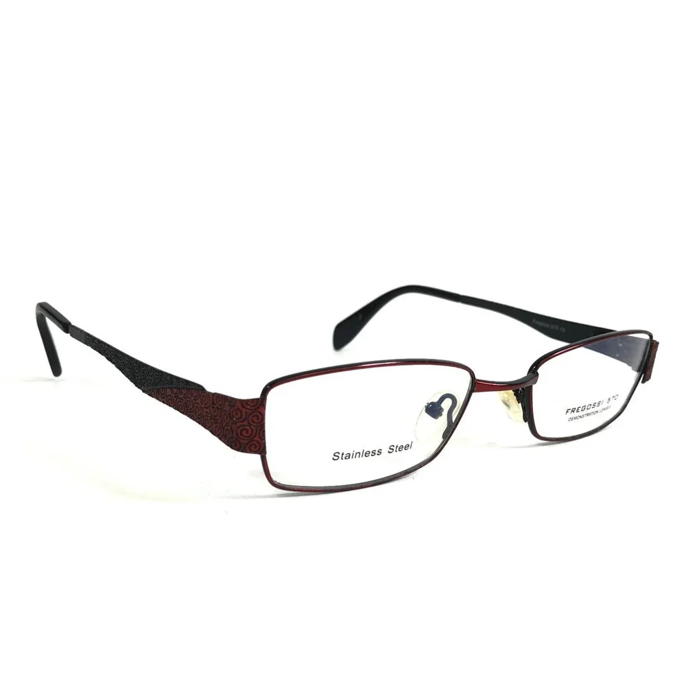 Fregossi Eyeglasses Frames 570 DO Burgundy Black Rectangle Wire Rim 54-19-135